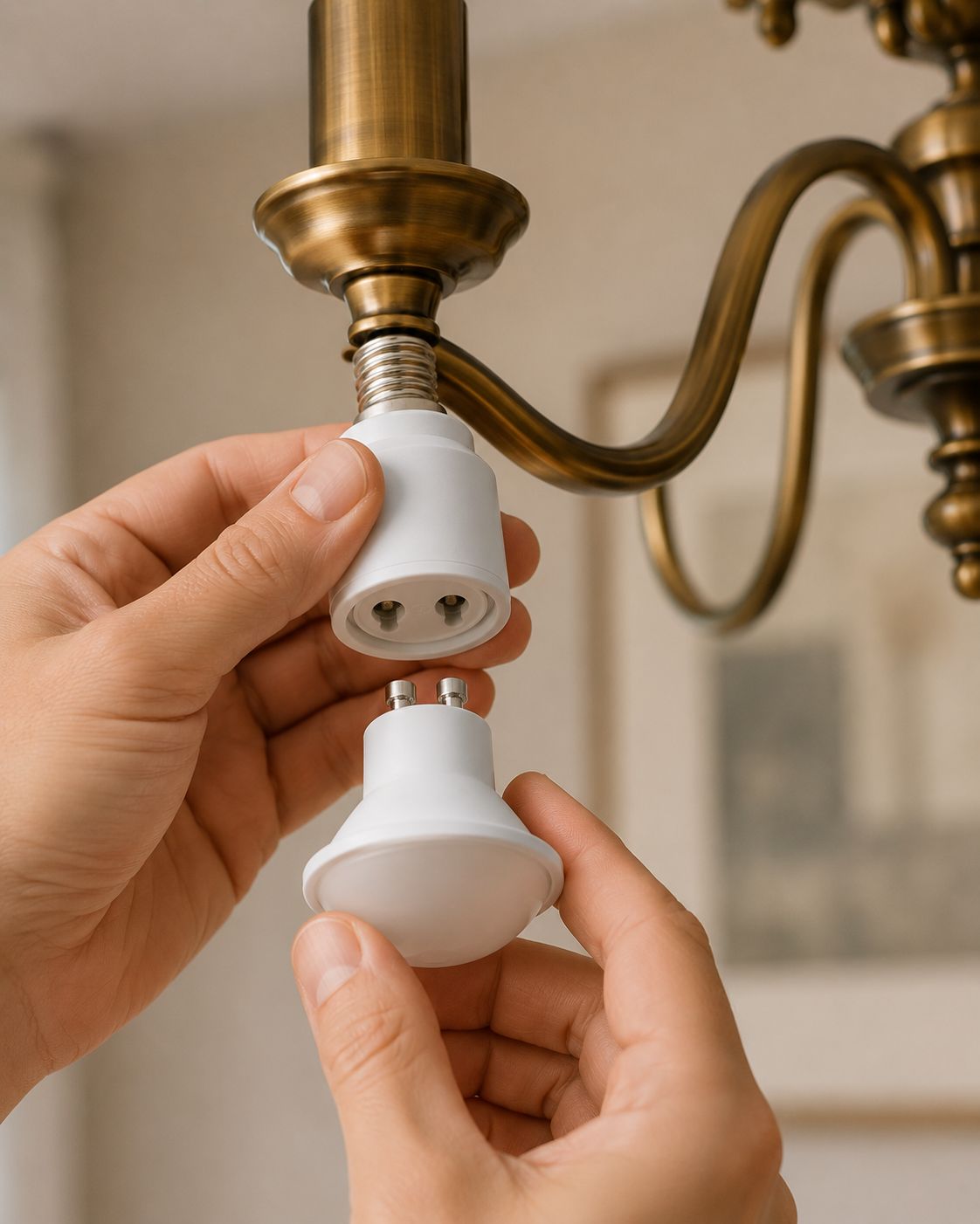 Montáž žárovky do patice - instalace adaptéru E14 GU10